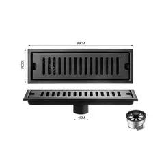 PUREPOWER - Desagüe Ducha Piso Acero Inoxidable 304 Negro Mate 10x 30cm