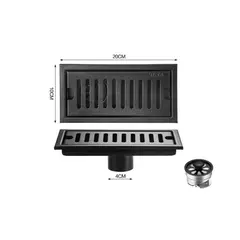 PUREPOWER - Desagüe Ducha Piso Acero Inoxidable 304 Negro Mate 10x 20cm