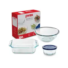 PYREX - Set 4piezas-Bowl 2tz+Bowl 1.4lt+Fte Cuadrada 1.4Lt - Sku300306