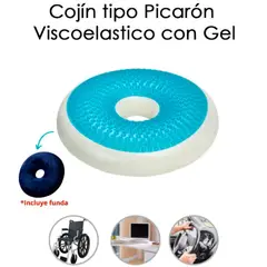 GENERICO - Cojín Picarón Viscoelastico con Gel y Funda Alivia Dolor Hemorroides