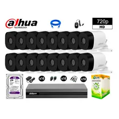 DAHUA - CÁMARAS DE SEGURIDAD EXTERIOR KIT 16 HD 720P + DISCO 1TB WD P2P