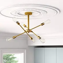 GENERICO - Lámpara colgante modelo araña color dorado - Incluye 6 focos