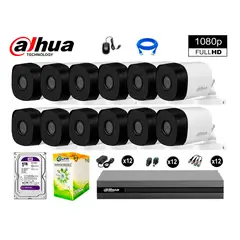 DAHUA - CÁMARAS DE SEGURIDAD EXTERIOR KIT 12 FULL HD 1080P + DISCO 1TB