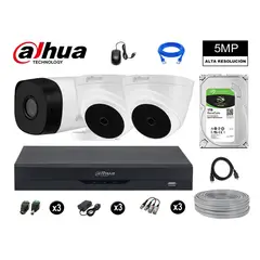 DAHUA - CÁMARAS SEGURIDAD KIT 3 5MP + DISCO 1TB COMPLETO HDMI