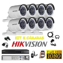 HIKVISION - Kit 8 Cámaras Seguridad Tubo Exterior FULLHD