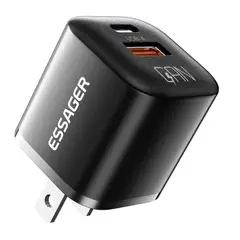 ESSAGER - Cargador Dual USB y tipo C Carga rápida 20W QC 3,0 GaN PD