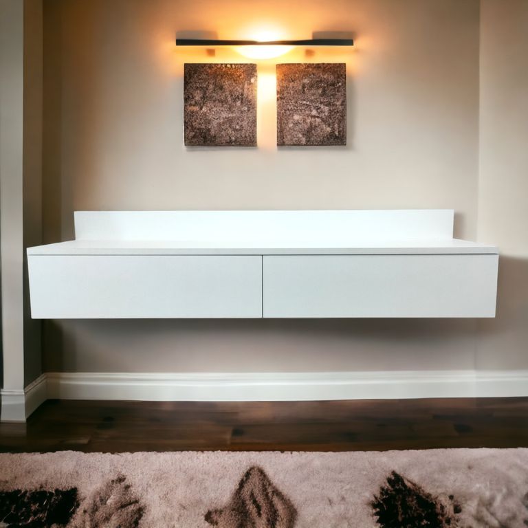Mueble Mesa para TV Flotante Minimalista Melamina Blanco