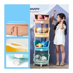 GENERICO - Organizador Caja De Juguetes 4 Niveles Plegable Con Ruedas