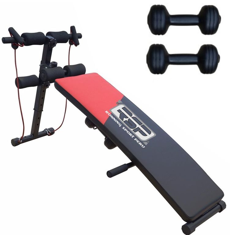 Banca para Abdominales Profesional Curva Ergonómica más Liga