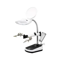 GENERICO - Soporte para Cautín con Lupa Luz LED y Pinzas MG16090C