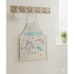 GENERICO - Mandil Delantal para Niños de Unicornio con Estrellas y Corazones