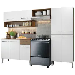 MADESA - Mueble De Cocina Emilly Pop Marrón/Blanco Con Encimera Y Patas Regulables