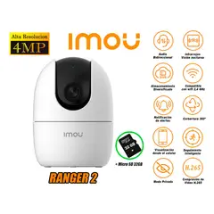 IMOU - Cámara de Seguridad Wi-Fi RANGER 2 Gira 360º 4MP + Micro SD 32GB