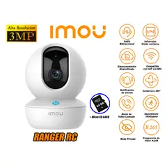 IMOU - Cámara de Seguridad Wi-Fi RANGER RC Gira 360º 3MP + Micro SD 64GB