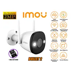 IMOU - Cámara Seguridad WiFi BULLET 2 Full HD Externa Noche Color 128GB