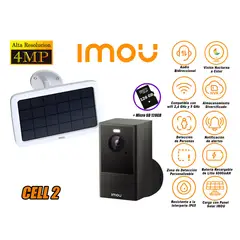 IMOU - Cámara Seguridad Wi-Fi Inalámbrico CELL 2 4MP Panel Solar SD 128GB