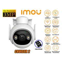 IMOU - Cámara de Seguridad Wi-Fi CRUISER 2 3MP 360º Noche Color + SD 64GB