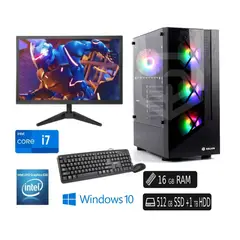 INTEL - PC Completa Core i7 16GB Ram 512GB SSD+1TB HDD + Monitor LED Curvo 24