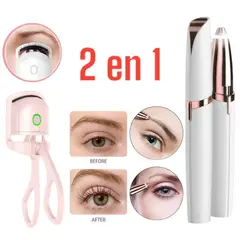 OEM - Combo Depilador Rasurador de Cejas y Rizador de Pestañas Termico