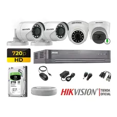 HIKVISION - Kit 4 Cámaras Seguridad Hd Disco 1TB 1 Cámara Con Microfono