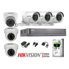 HIKVISION - Kit 6 Cámaras Seguridad Full Hd Disco 1TB 1 Cámara Micrófono