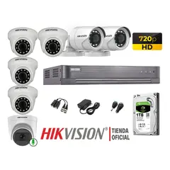 HIKVISION - Kit 7 Cámaras Seguridad Hd 720P Disco 1TB 1 Cámara Micrófono