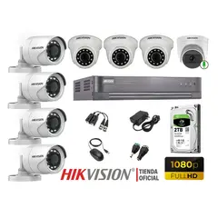 HIKVISION - Kit 8 Cámaras Seguridad Full Hd 1 Cámara Micrófono Disco 2TB