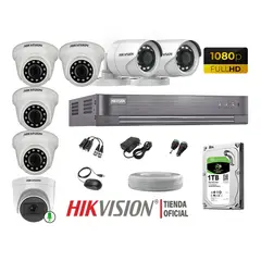HIKVISION - Kit 7 Cámaras Seguridad Full Hd 1 Cámara Micrófono Disco 1TB