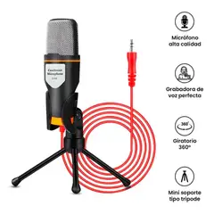 GENERICO - Micrófono Condensador para PC Notebook Grabador de 3,5mm  Mini Trípode