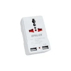 OPALUX - Adaptador Enchufe Múltiple con Toma Tierra Doble USB OP-823A