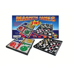 GENERICO - Tablero de Ajedrez magnetico 3 en 1 ludo / damas