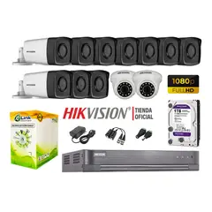 HIKVISION - KIT 12 CÁMARAS SEGURIDAD IT3F FULL HD 1TB MAYOR ALCANCE P2P