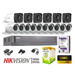 Hikvision - KIT 16 CÁMARAS SEGURIDAD EXTERIOR IT3F  FULL HD DISCO 2TB WD
