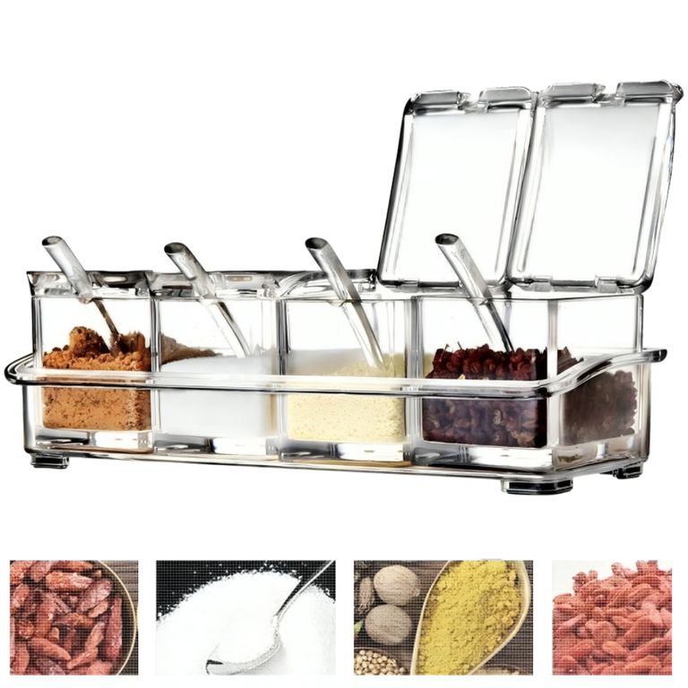 Organizador de condimentos 4 compartimientos con cuchara