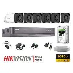 HIKVISION - KIT 6 CÁMARAS SEGURIDAD IT3F EXTERIOR FULL HD DISCO 2TB P2P