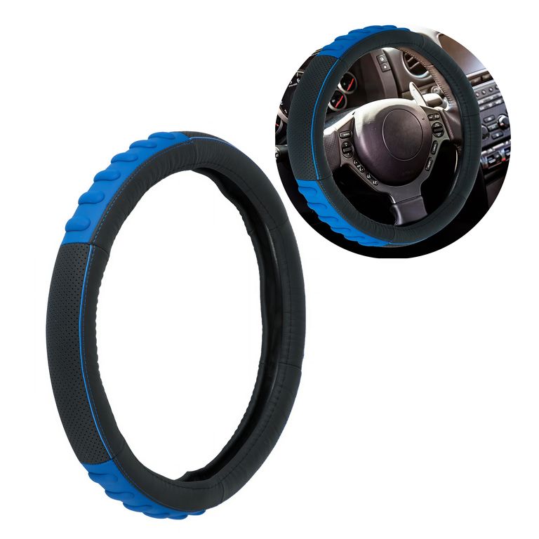 Cubre Volante Cuero Talla M Azul Ergonomico