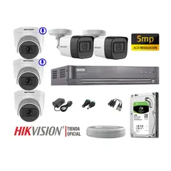 Hikvision - Kit 5 Cámaras Seguridad 5Mp 02 Camaras Audio Incorporado Completo
