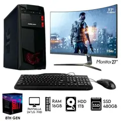INTEL - Computadora Pc Intel Core i7-8TH  Ram 16GB Disco 1TB+SSD 480GB  Monitor 27"
