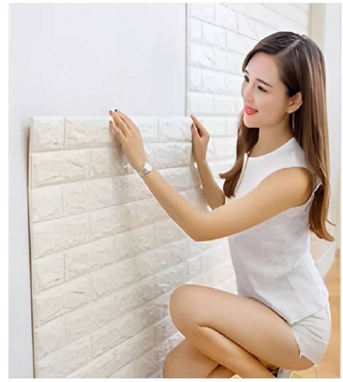Pack x 6 Pcs Papel Tapiz Autoadhesivo Decoración 3D Ladrillo Blanco