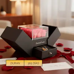 AIROSA - Joyero Eterno AIROSA - 9 Mini Rosas + Collar Proyector "Te Amo" 100 Idiomas