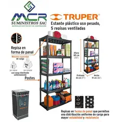 TRUPER - Estante Plastico Organizador 5 Repisas
