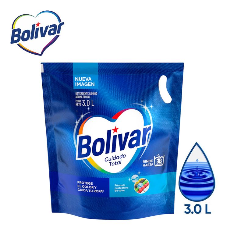 Detergente líquido 3 litros floral Cuidado Total BOLIVAR