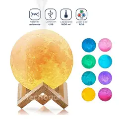GENERICO - Humidificador Luna Led RGB 3D Difusor Aromaterapia Purificador 1200 Ml