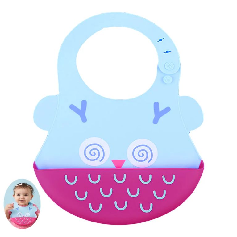 Babero buho con bolsillo atrapa comida para bebe