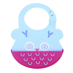 GENERICO - Babero buho con bolsillo atrapa comida para bebe