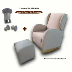 NO LOGO - Sillón Mecedor Marfil C/Reposapiés + Patas Cromadas