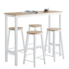 VENTITAS HOME - Mesa Bar + 4 Sillas Lenka Duna y Blanco