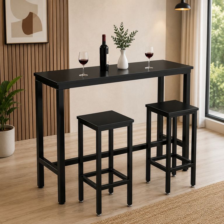 COMBO Bar Mesa + 2 Sillas Ventitas Home Negro