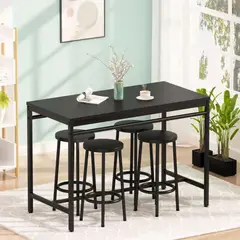 VENTITAS HOME - Mesa Bar + 4 Sillas Williams Negro