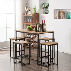 VENTITAS HOME - Mesa Bar + 4 Sillas Griffit Caramelo